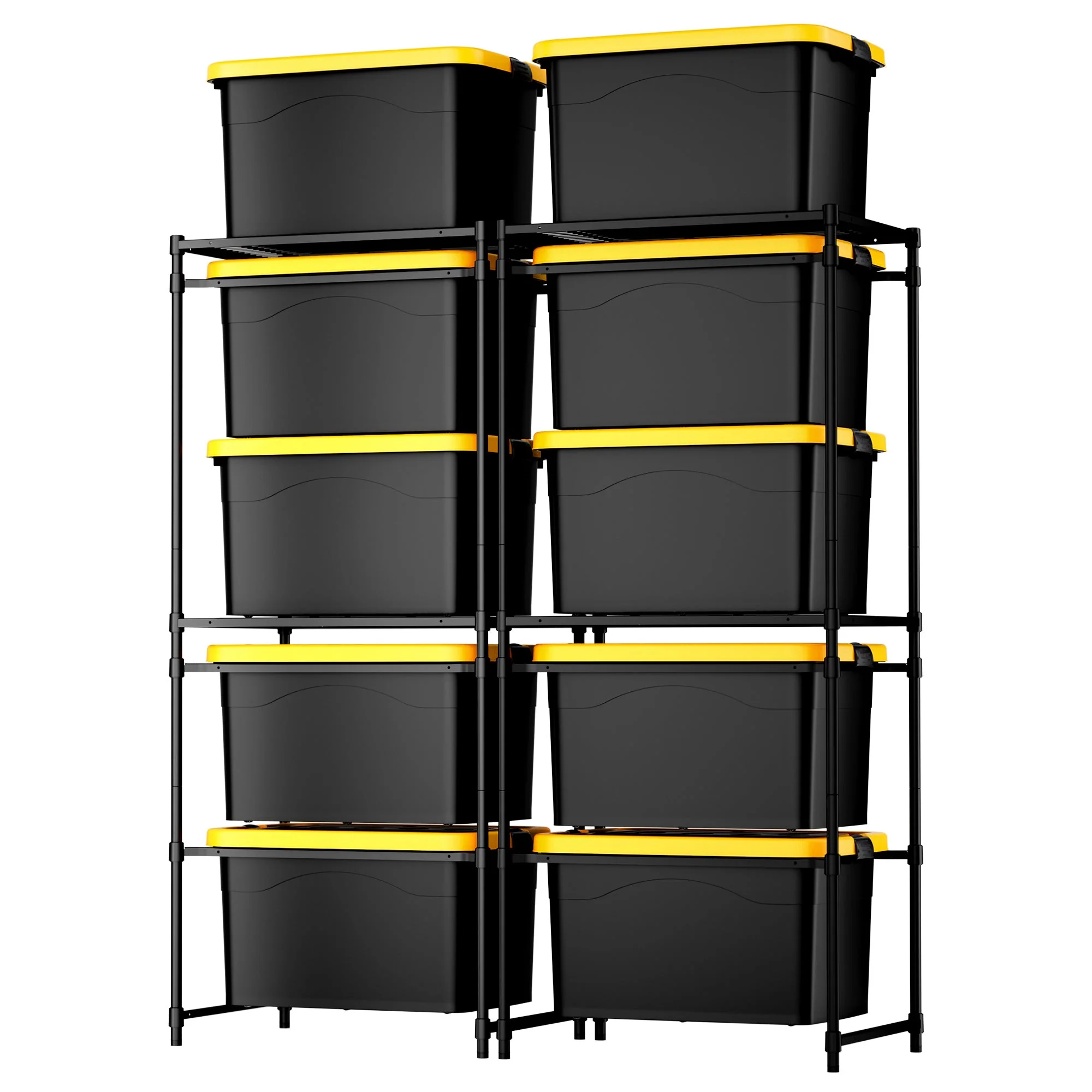 WORKPRO 2 Pack 250 LBS 5-Tier Bin Storage Rack for 27-Gallon Totes, Heavy Duty Metal Shelving Units for Garage, Basement, Pantry, Kitchen, Workspace, or Laundry Room, 30.5" x 22.5" x 69", Black