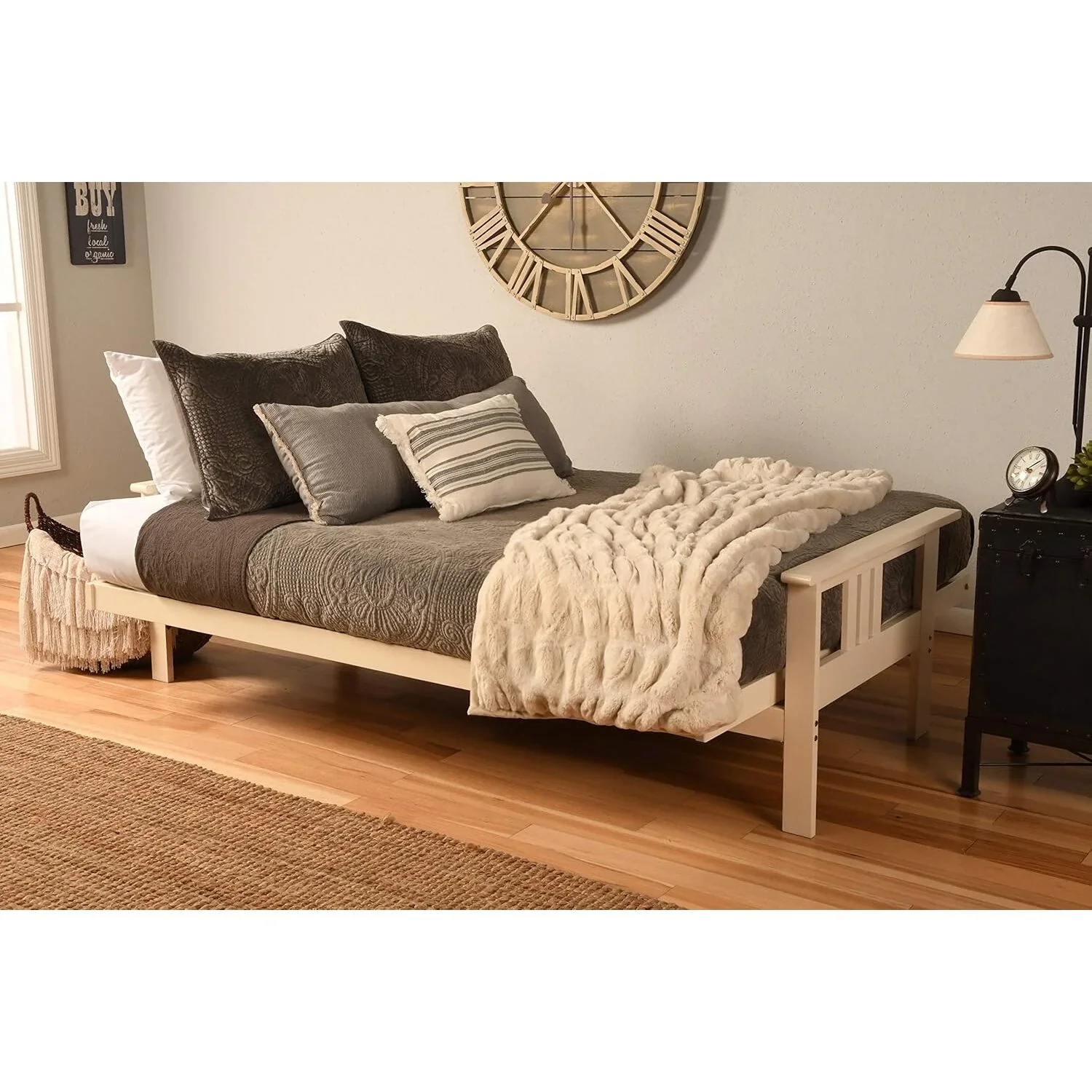 Homestock African Artifacts Full Size Futon Frame Set with Mattress, Easily Converts to Bed, Versatile Design Futon Frame for All Spaces, 33"H x 79"L x 37"D-Color:Linen Charcoal,Size:Barbados - Image 51