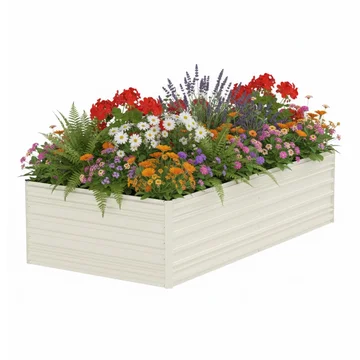 WORKPRO 7.5x4x2ft Outdoor Galvanized Metal Raised Garden Bed, White