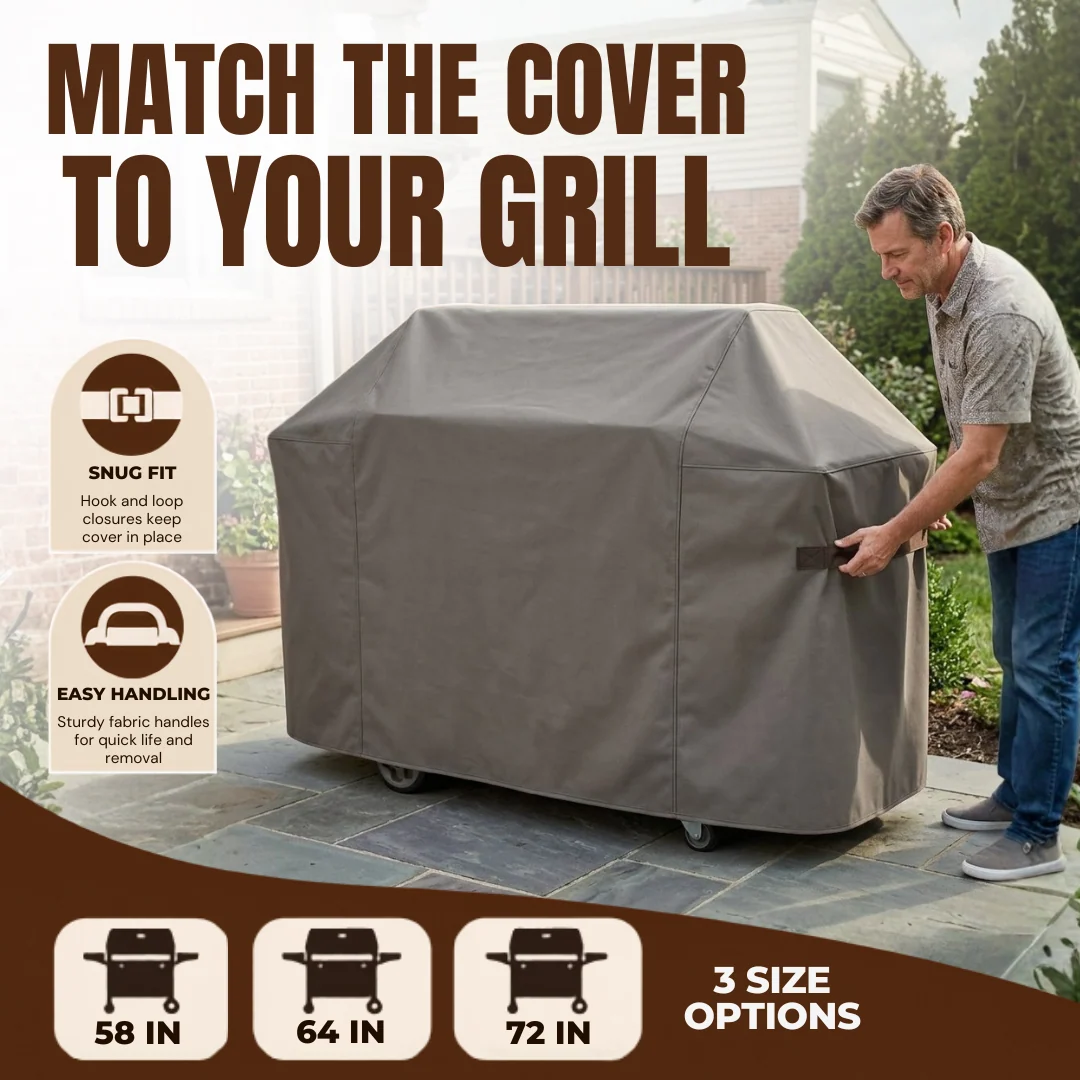 Grill Cover for Gas Grills with Vinyl Lining, 58, 64, or 72 In