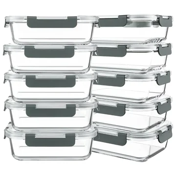 Food Storage Glass Containers with Lids for Meal Preparation and Heating