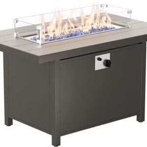 ALAULM 43" x 27.6" Propane Gas Fire Pit Table with Adjustable Flame