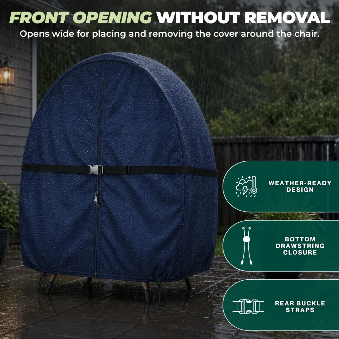 Water-Resistant Double Egg Chair Cover with Zipper and Buckle Straps