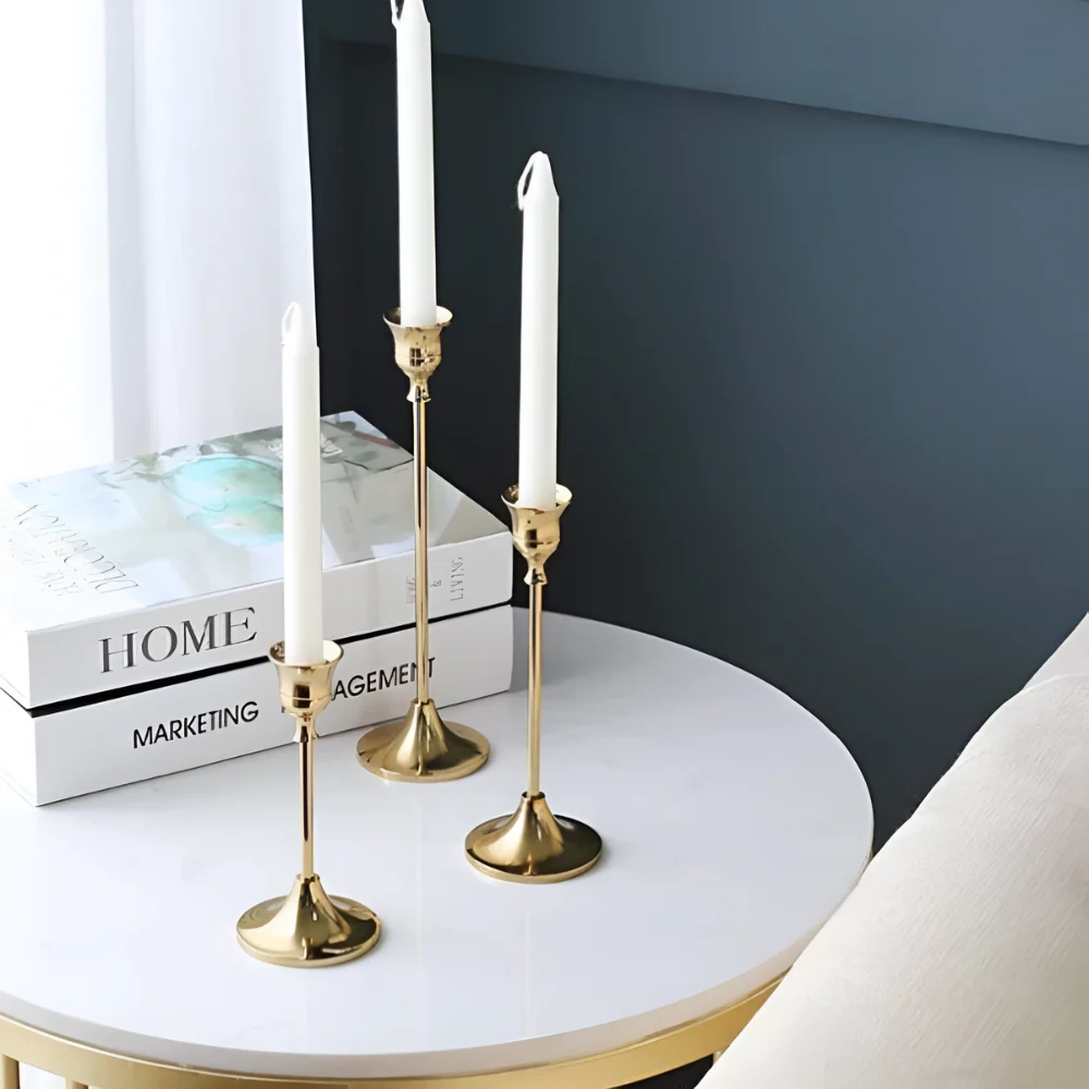 Candle Holder Set Vintage Brass Three-Piece