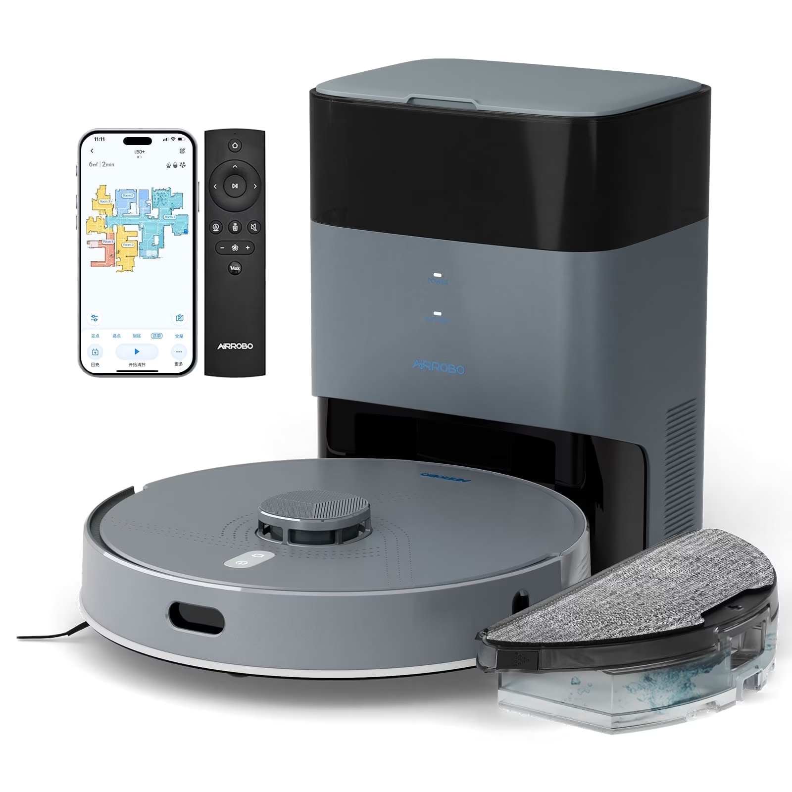 AIRROBO L50+ Robot Vacuum & Mops – Self Empty, Ultrasonic Carpet Detection, 75 Days Hands-Free, 240min Runtime, Smart App Control