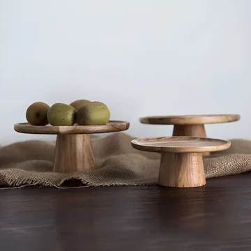 Cake Stand Elevated Natural Wood