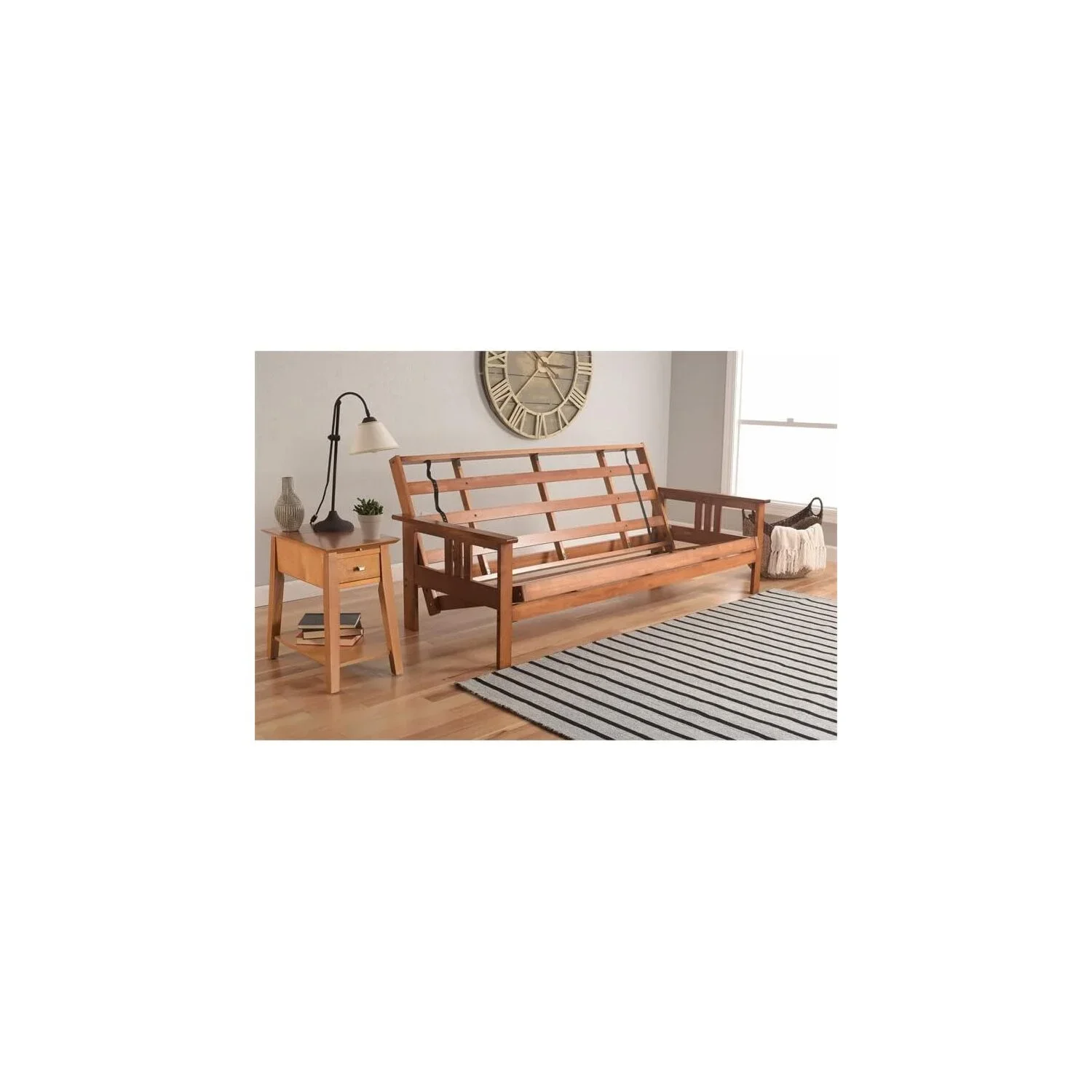 Homestock African Artifacts Full Size Futon Frame Set with Mattress, Easily Converts to Bed, Versatile Design Futon Frame for All Spaces, 33"H x 79"L x 37"D-Color:Linen Charcoal,Size:Barbados - Image 132