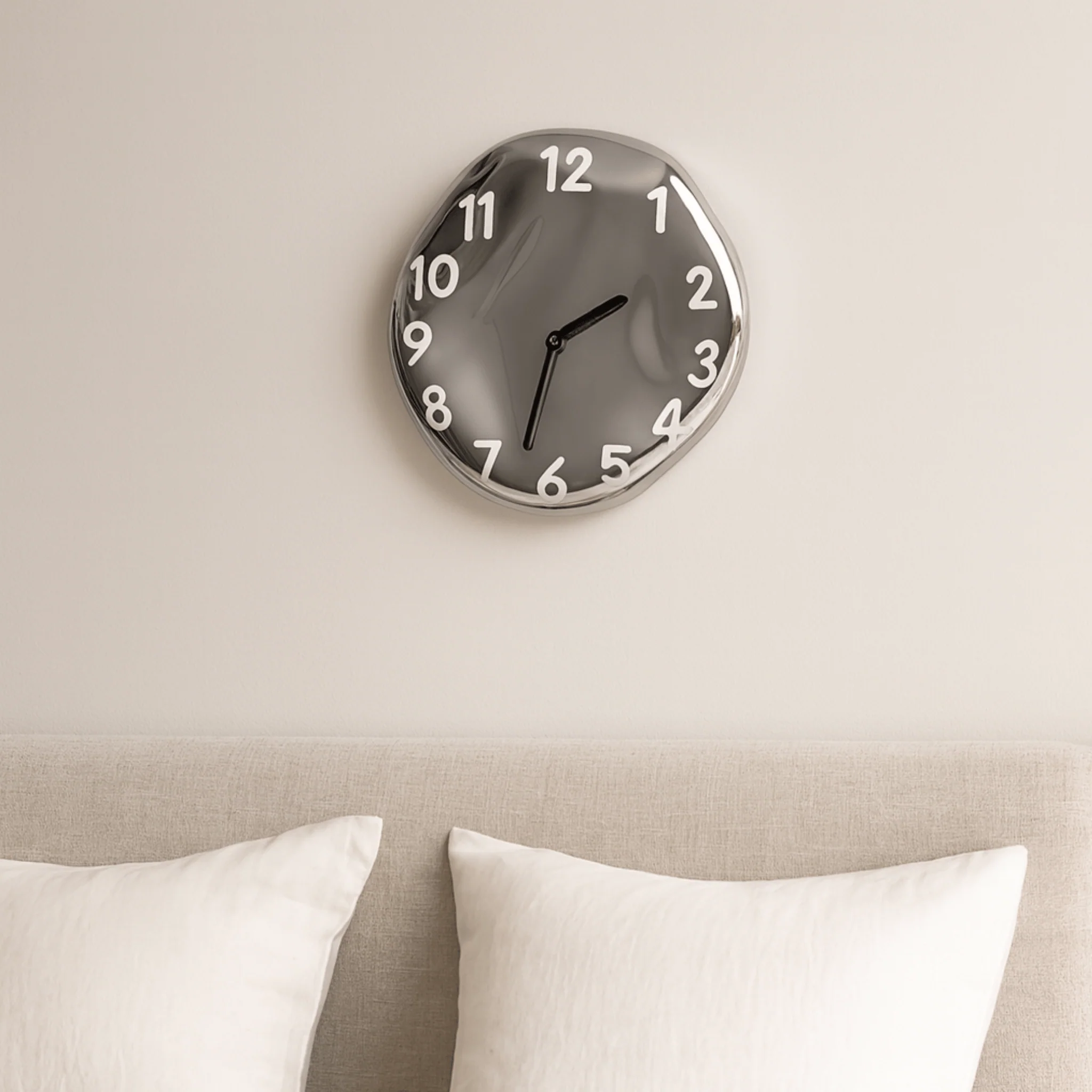 Elegant Ceramic Wall Clock with Polished Chrome Details - Image 7