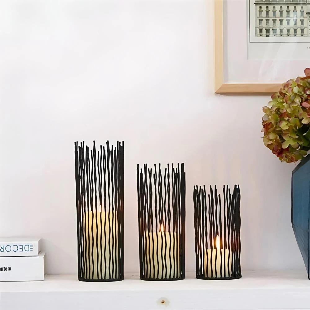 Candle Holder Bohemian Geometric Black Iron Anti-Rust - Image 2