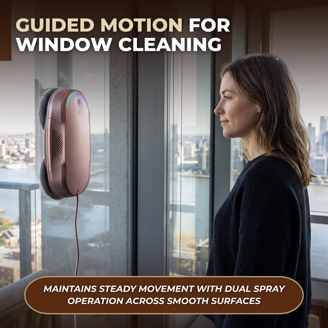 Window Cleaning Robot with Dual Spray and Adaptive Suction Control