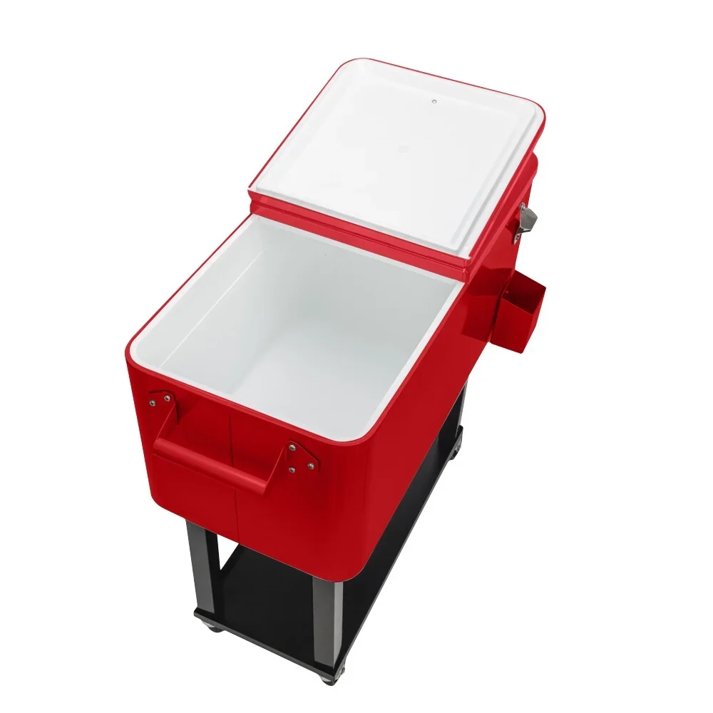 80Qt All-In-One Cooler Cart With Bottle Opener, Lower Storage Shelf and Cap Catcher, Outdoor Party Rolling Cooler With Lockable Wheels For Pool Side, Patio, Balcony, Mint(33.07 x 15.16 x 35.83)" - Image 28
