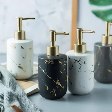 Soap Dispenser Ceramic Marble Gold Veins 400 ml