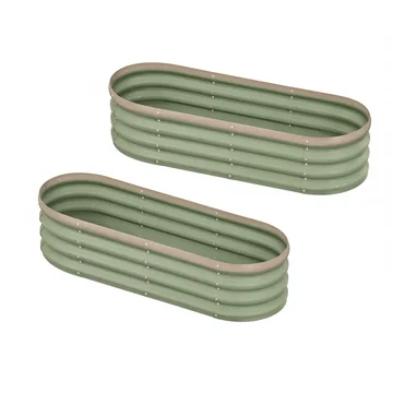 Oval Planter Set - Galvanized Metal Raised Garden Bed Kit, 4 x 2 x 1 Ft