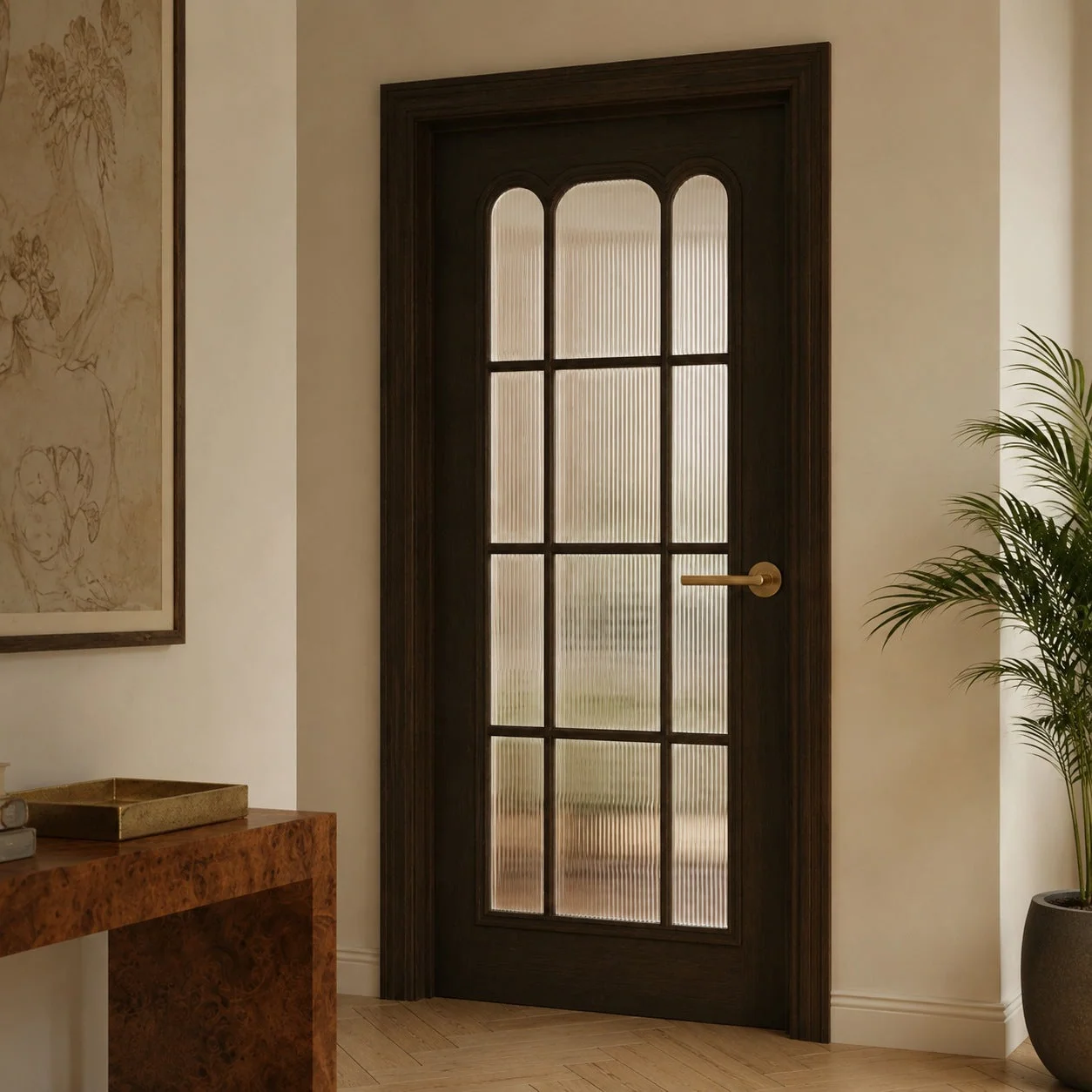 Stylish Ergonomic Brass Door Handle Set in Matte Black Finish - Image 14