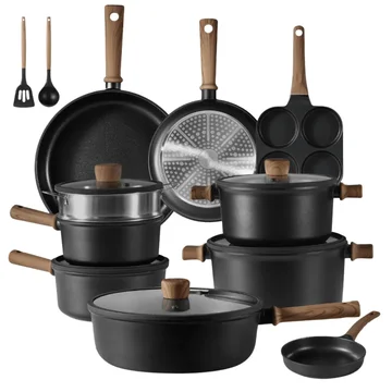 Aluminum and Titanium Cookware Set – 17 Pieces with Lids