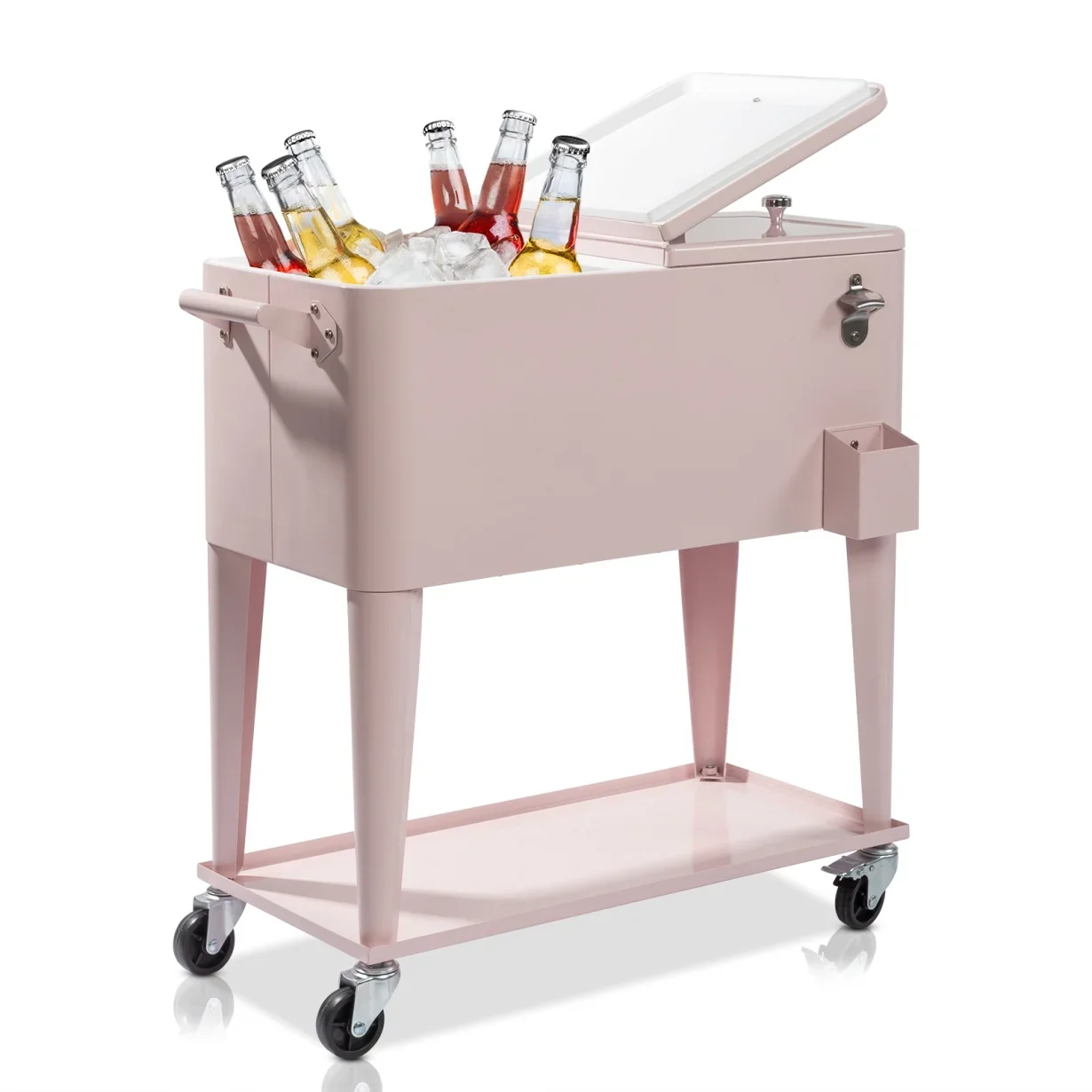 80Qt All-In-One Cooler Cart With Bottle Opener, Lower Storage Shelf and Cap Catcher, Outdoor Party Rolling Cooler With Lockable Wheels For Pool Side, Patio, Balcony, Mint(33.07 x 15.16 x 35.83)" - Image 54