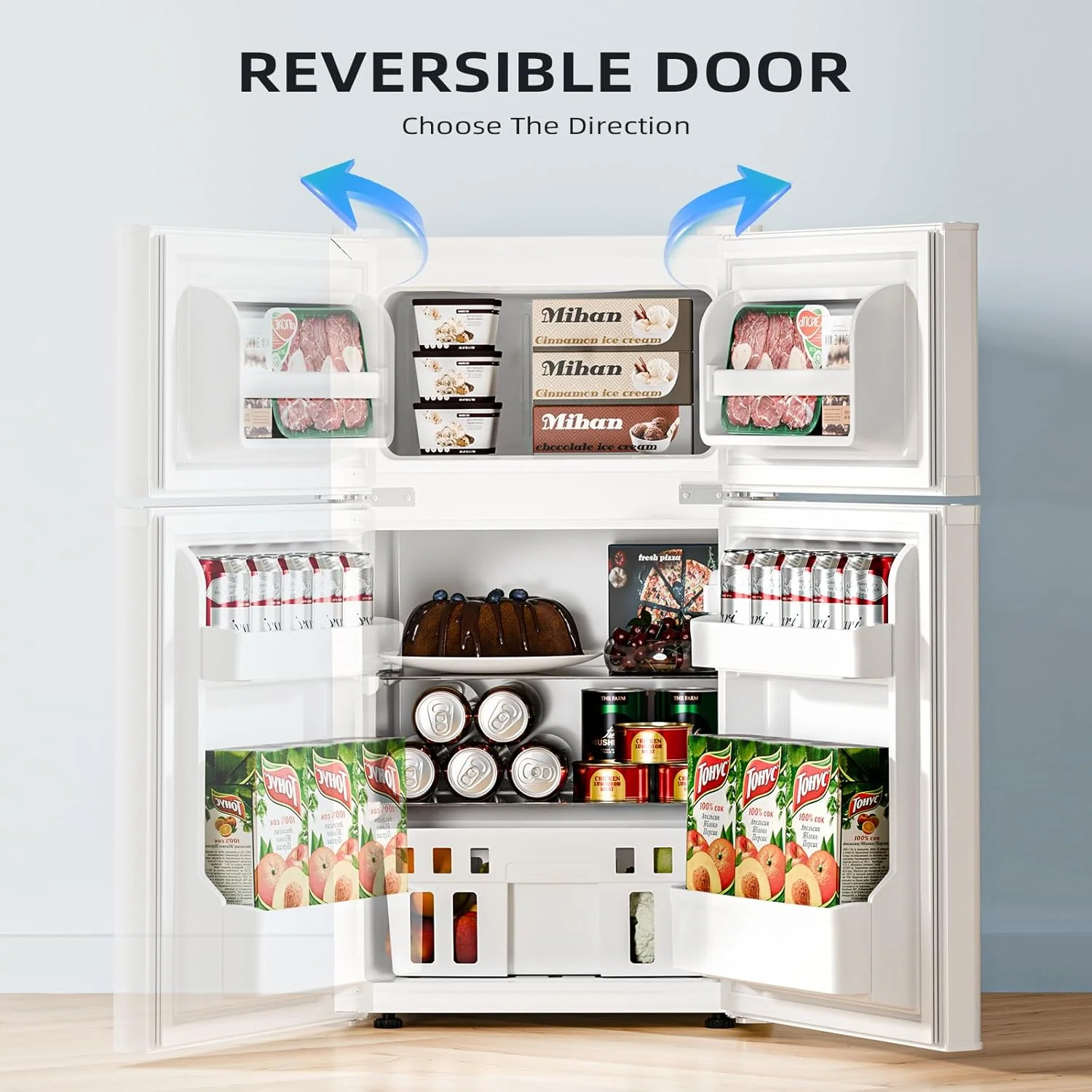 Kismile Mini Fridge 3.1Cu.Ft Compact Refrigerator 2-Doors Freezer - Image 11