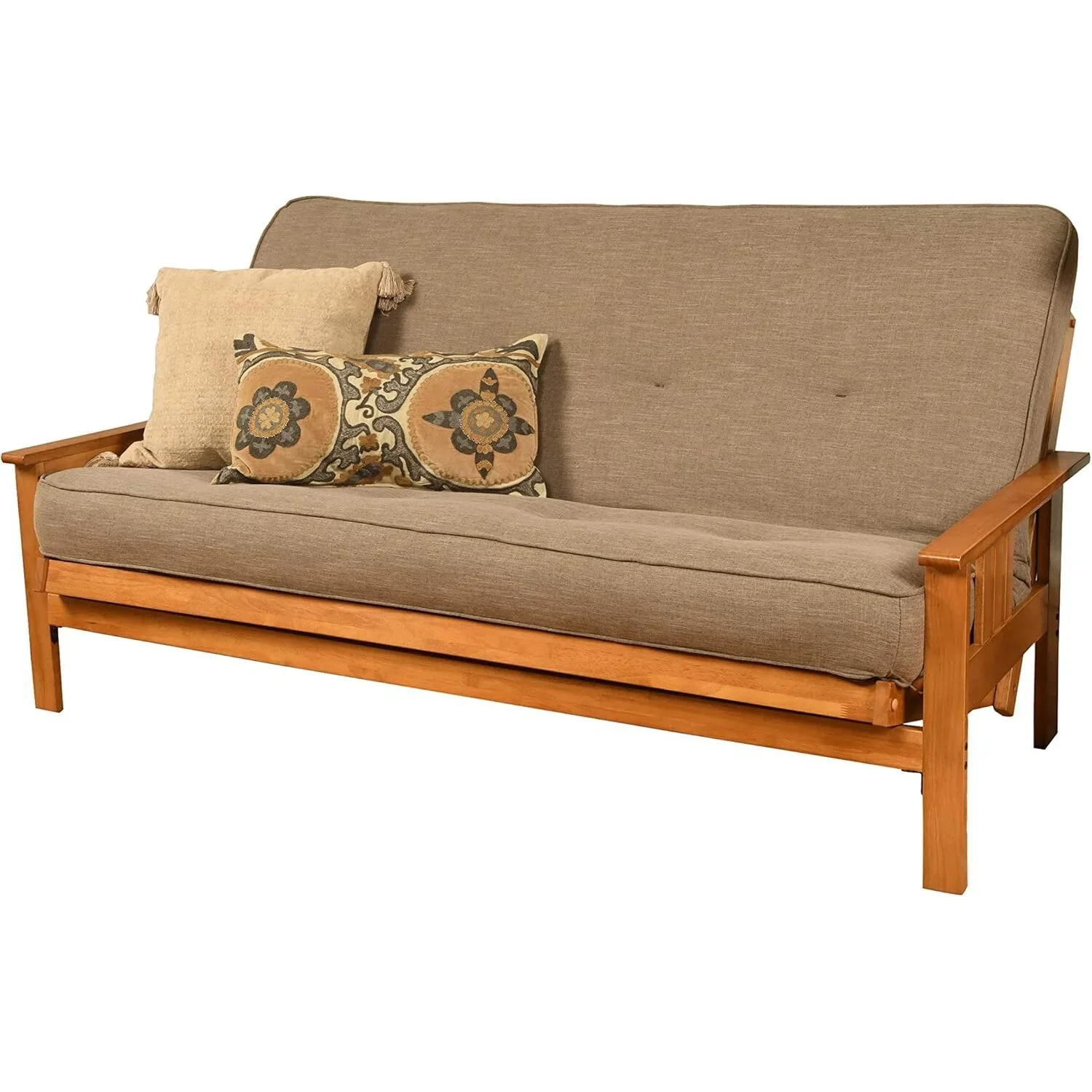 Homestock African Artifacts Full Size Futon Frame Set with Mattress, Easily Converts to Bed, Versatile Design Futon Frame for All Spaces, 33"H x 79"L x 37"D-Color:Linen Charcoal,Size:Barbados - Image 64