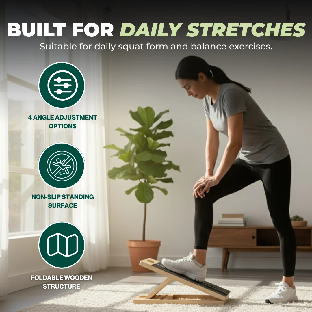 Wooden Slant Board for Calf Stretching and Squat Mobility Training