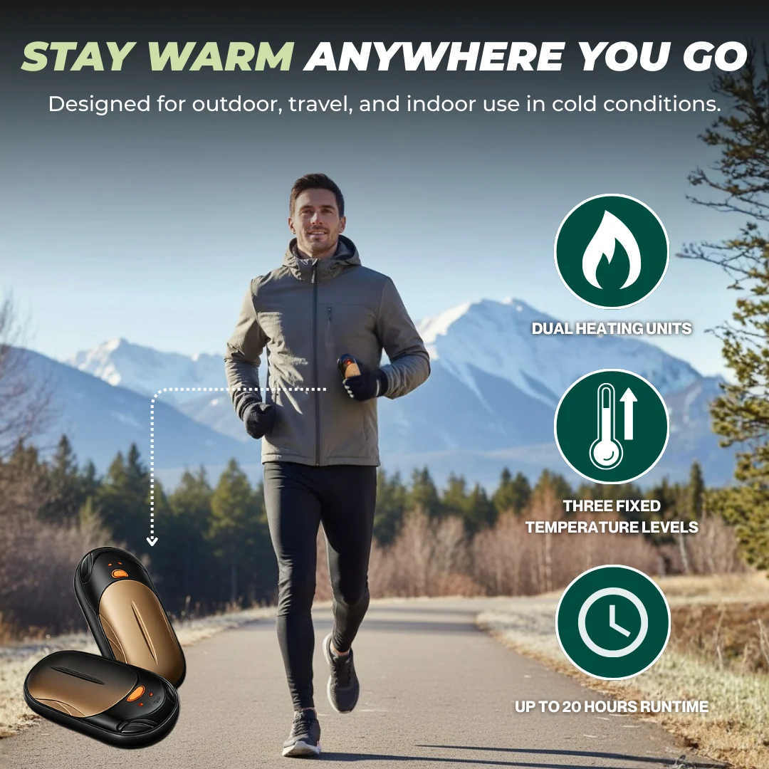 Rechargeable Two-Pack Hand Warmer Set with Adjustable Heat Levels
