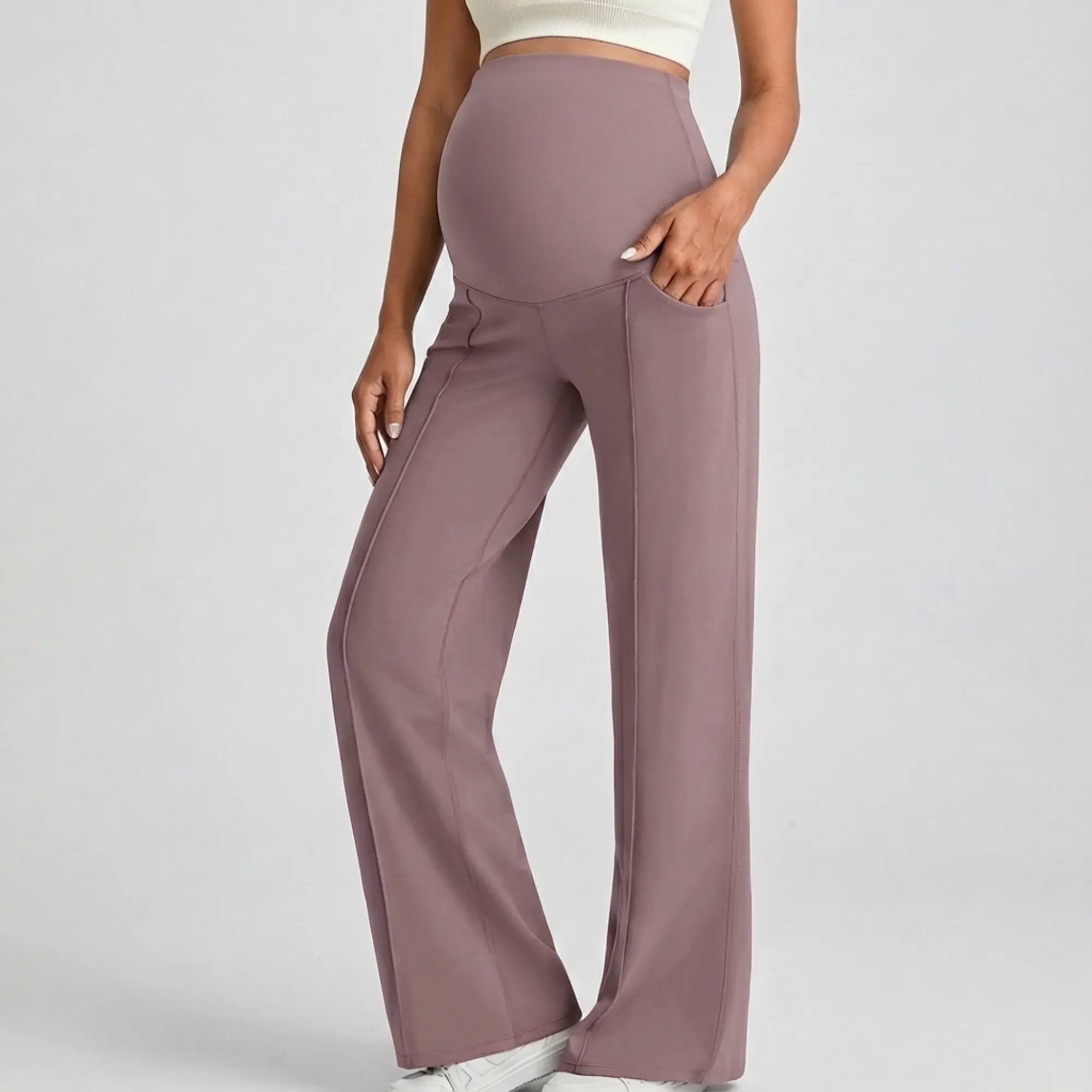 Yoga Pants with Flared Legs in Cloud Design - Image 2