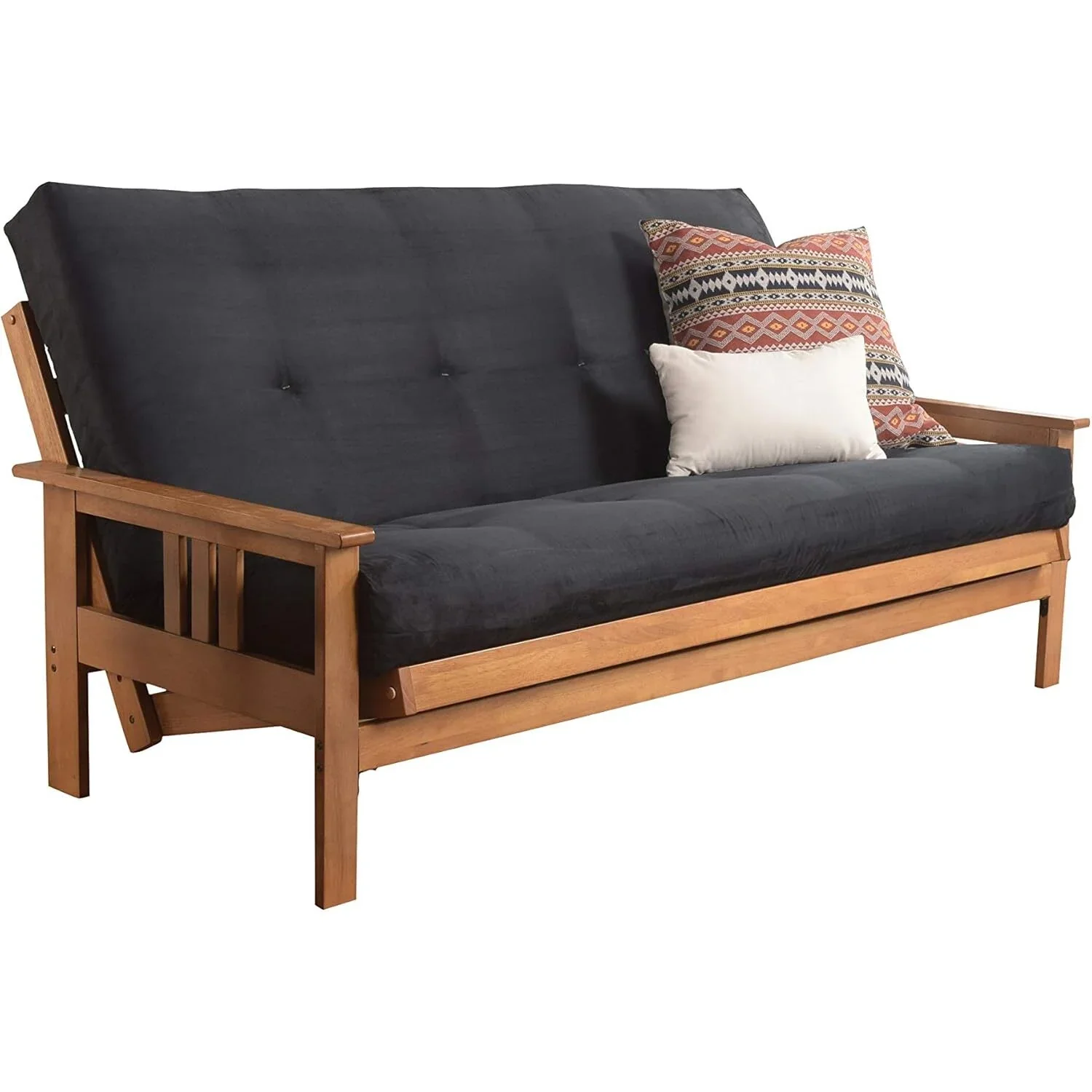 Homestock African Artifacts Full Size Futon Frame Set with Mattress, Easily Converts to Bed, Versatile Design Futon Frame for All Spaces, 33"H x 79"L x 37"D-Color:Linen Charcoal,Size:Barbados - Image 141