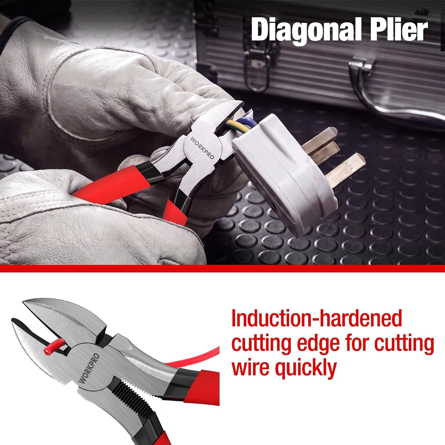WORKPRO 7-Piece Pliers Set, Pliers Tool Set with Comfort Grip, Red | Groove Joint Plier, Long Nose Pliers, Slip Joint Pliers, Linesman Plier, Diagonal Pliers for DIY & Home Use - Image 7
