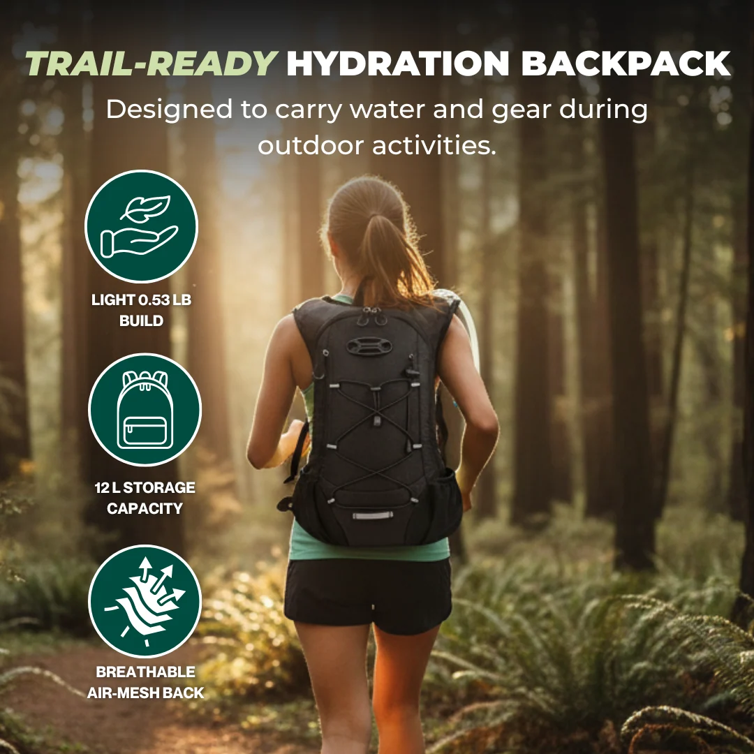 Lightweight Hydration Backpack with 2L Water Bladder for Hiking