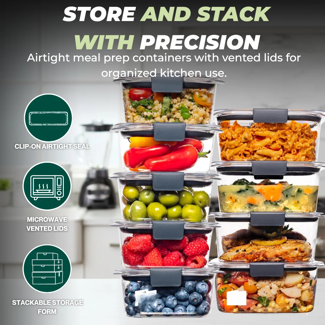 Airtight Food Containers with Lids for Meal Prep and Storage