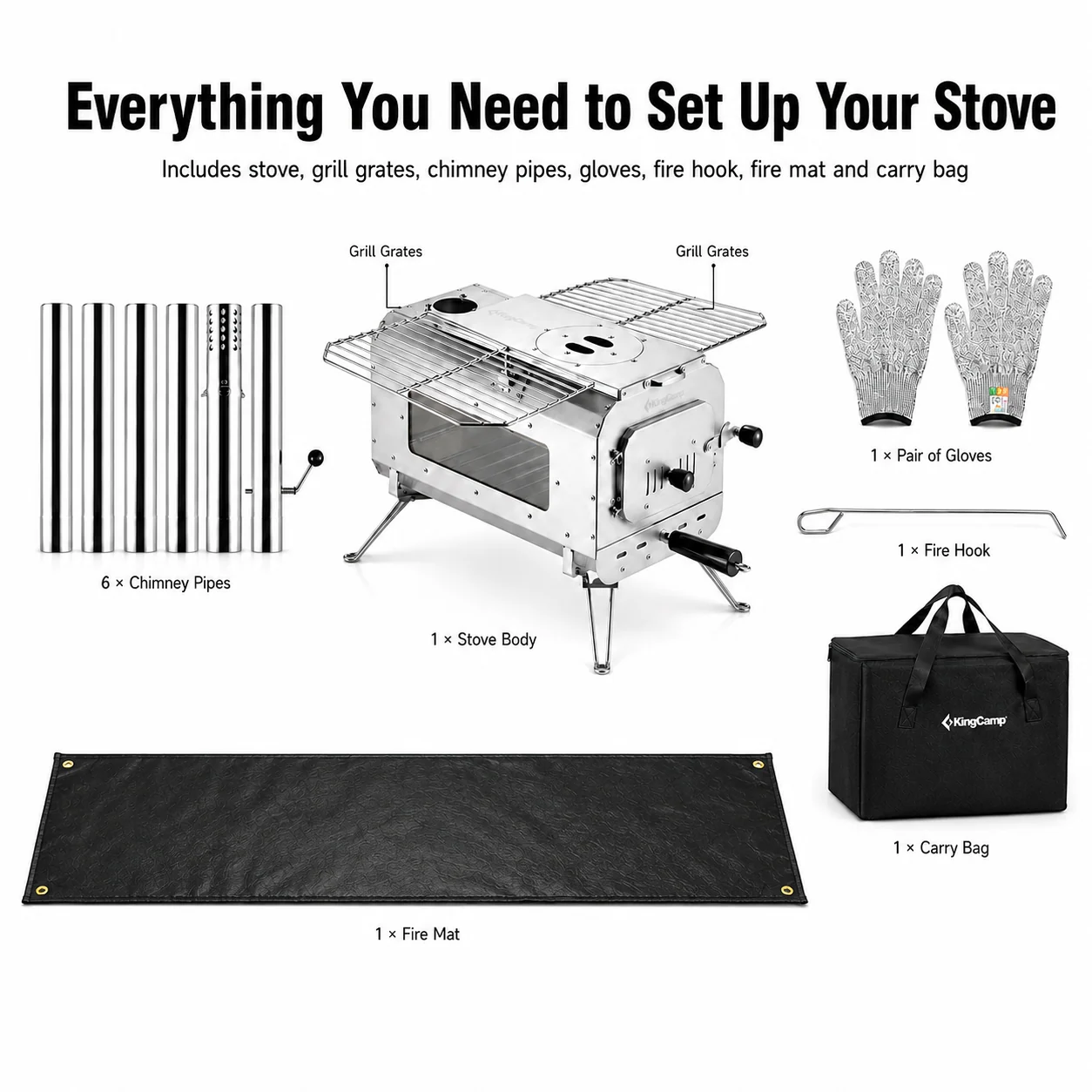 KingCamp Surefire Camping Wood Tent Stove (Size L)