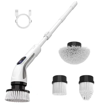 Extendable Handle Electric Scrubber with 4 Brush Heads