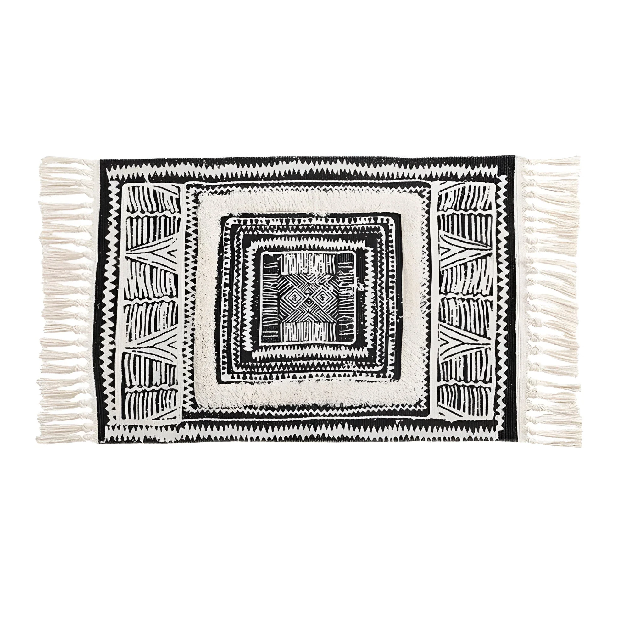 Floor Mat Microfiber Blend Machine Washable Geometric Tassels - Image 6