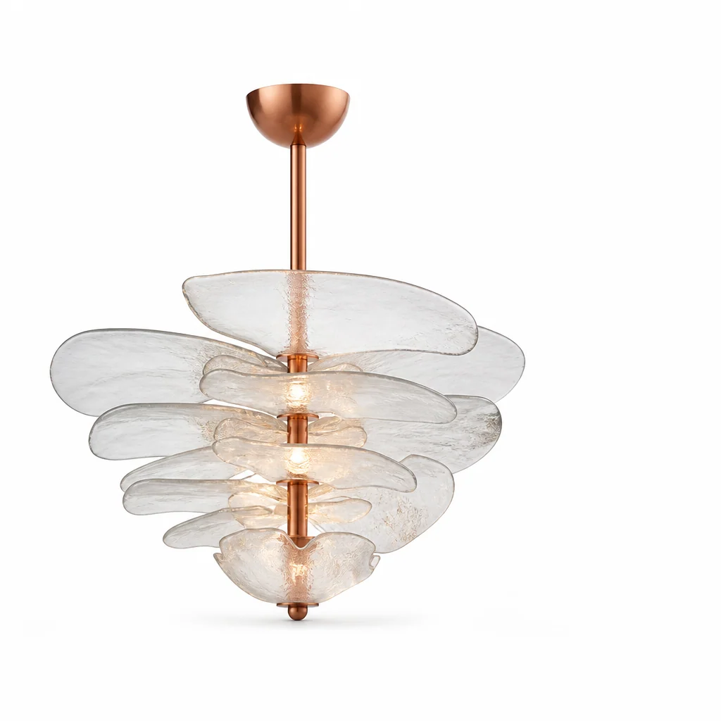 Hand-Cut Glass Copper-Finish Tiered Chandelier (Integrated Lights) - Image 8
