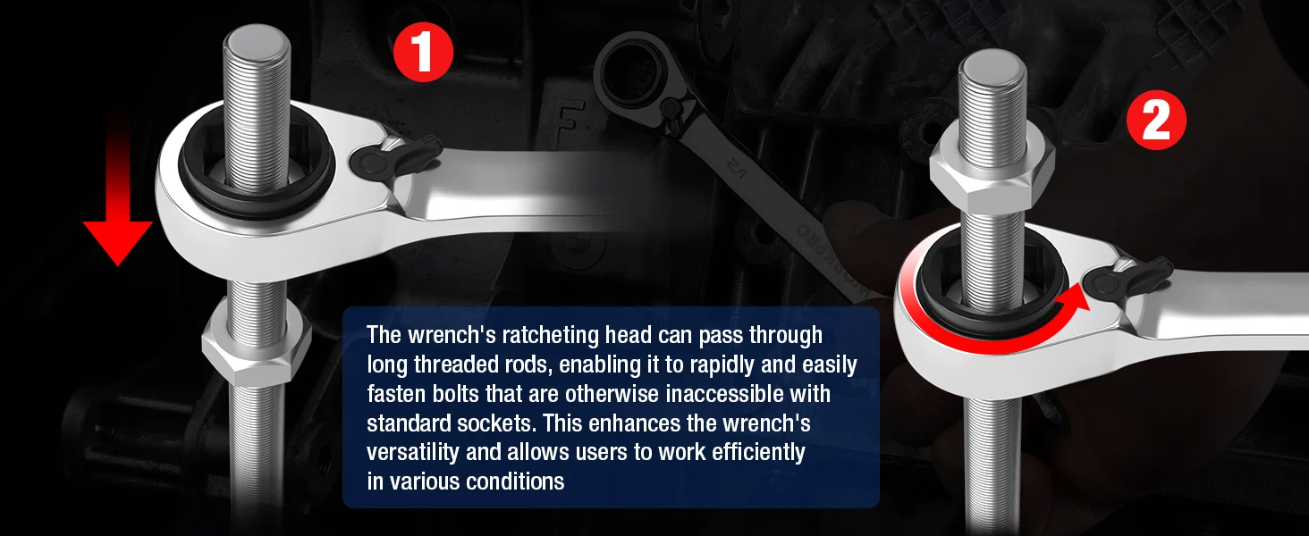 Metal wrench with threaded rods, showing innovation and quality, secure and durable fastener tightening action