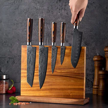 Magnetic Knife Holder Double-Sided Solid Wood Holds 12 Knives