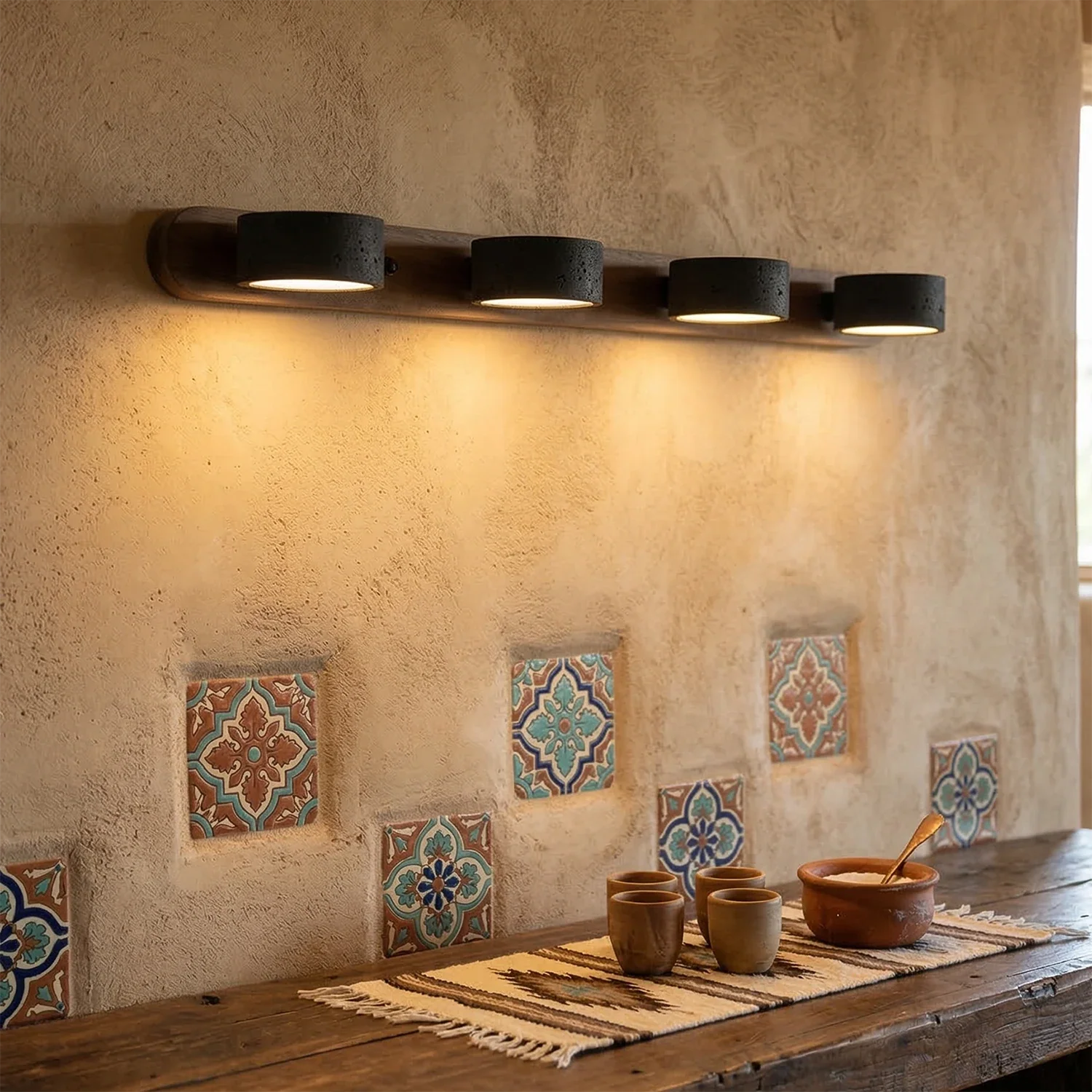 Elegant Adjustable LED Wall Light with Natural Stone Shades - Image 8