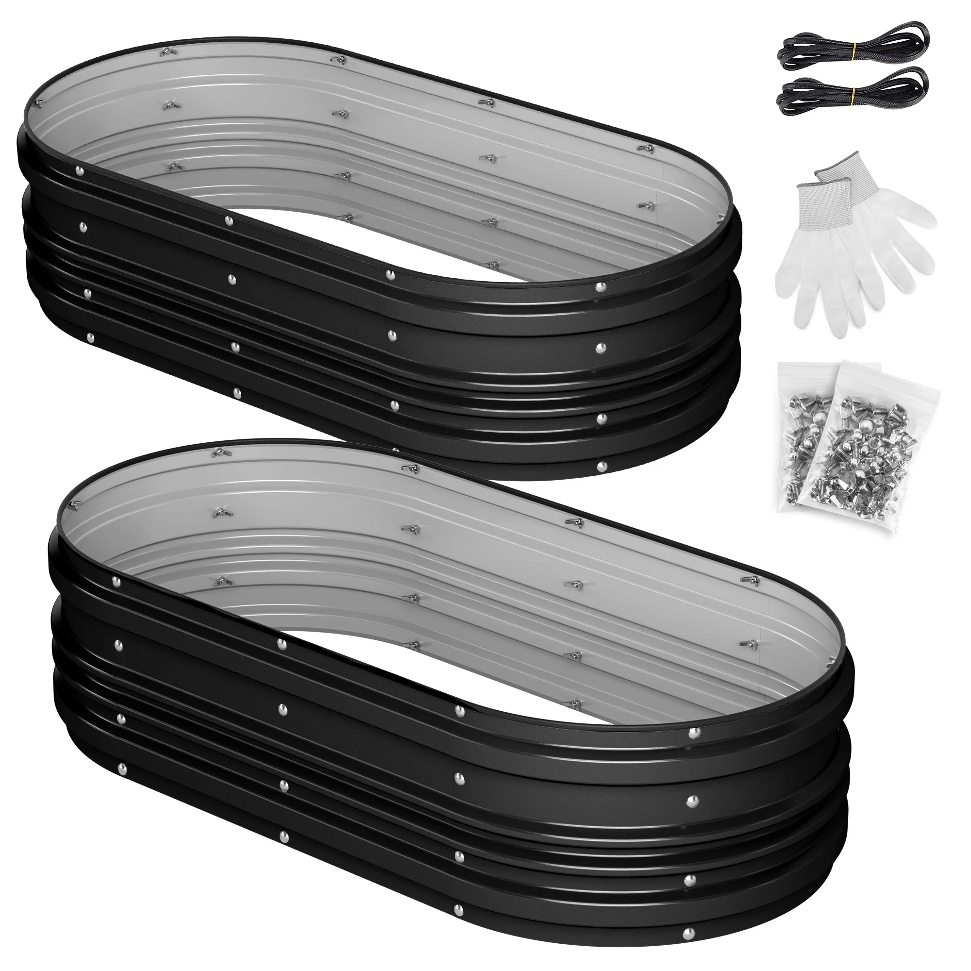 WORKPRO 4x2x1ft Galvanized Raised Garden Bed Set, Rust & Corrosion Protection, Easy Assembly, Safe Edge, Ideal for Vegetables & Flowers, Black, 2 Pcs - Image 2