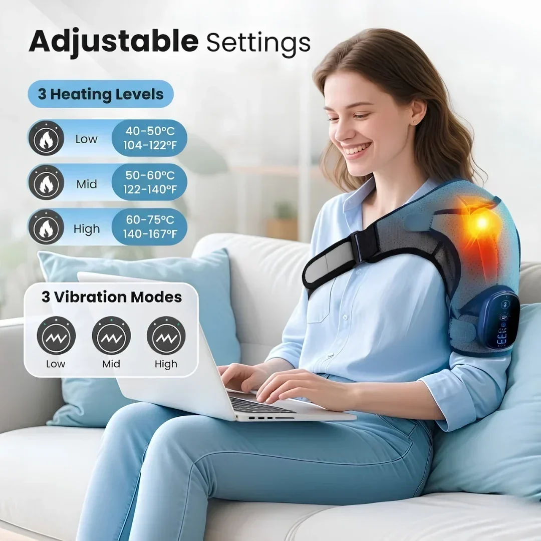 Vibrating Massage Heated Shoulder Support Brace - Image 4