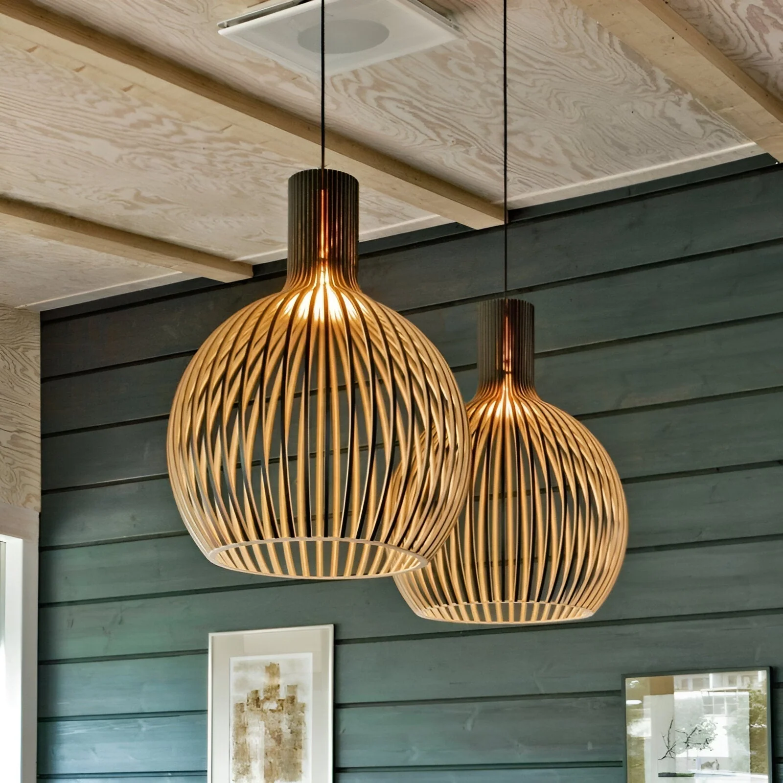 Stylish Wooden Cage Pendant Light Fixture