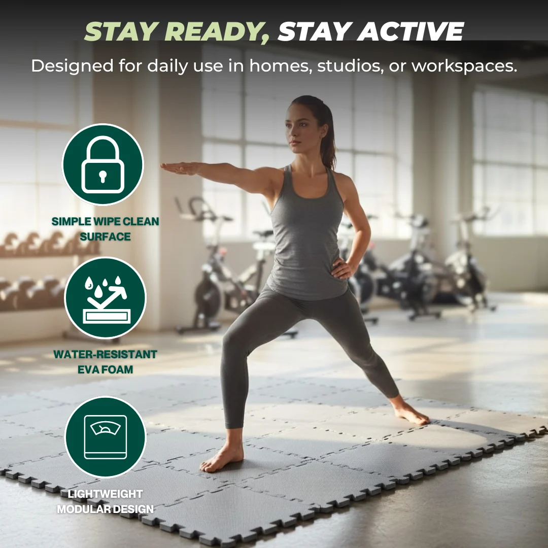 Interlocking EVA Foam Exercise Floor Mat Set for Home Gym or Garage