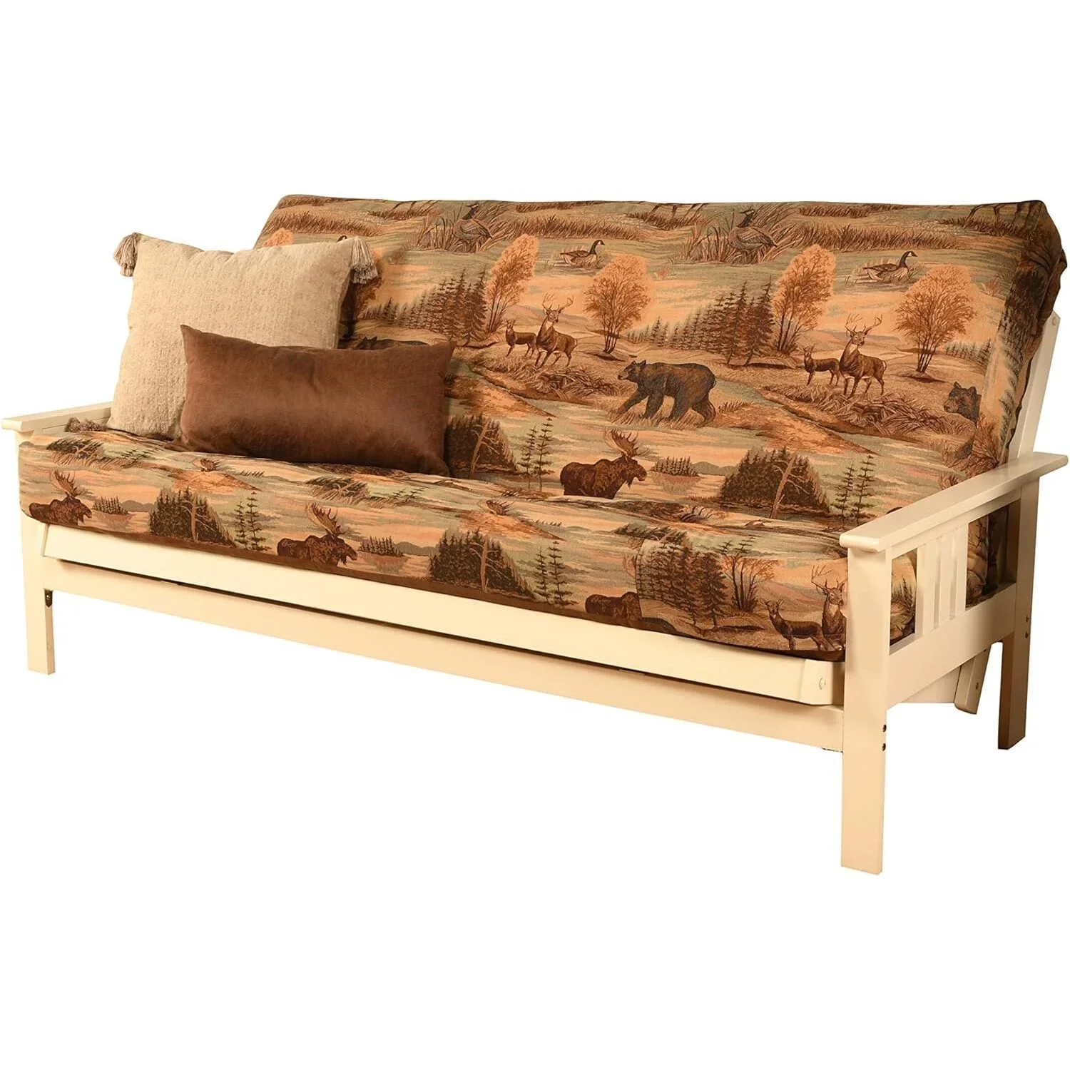 Homestock African Artifacts Full Size Futon Frame Set with Mattress, Easily Converts to Bed, Versatile Design Futon Frame for All Spaces, 33"H x 79"L x 37"D-Color:Linen Charcoal,Size:Barbados - Image 128