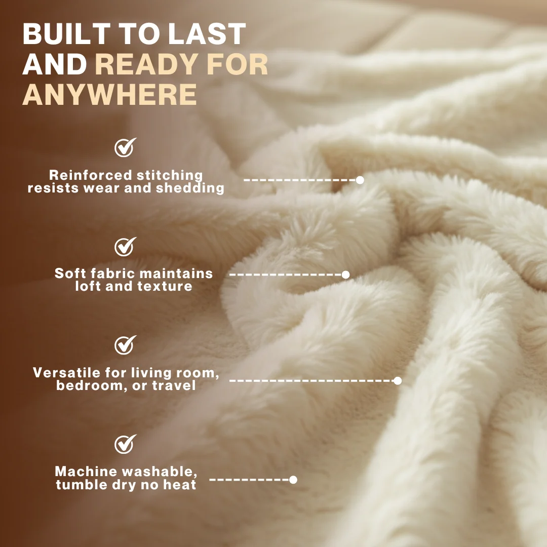 Faux Fur Throw Blanket for Couch and Bed Minky Plush Cozy Throw
