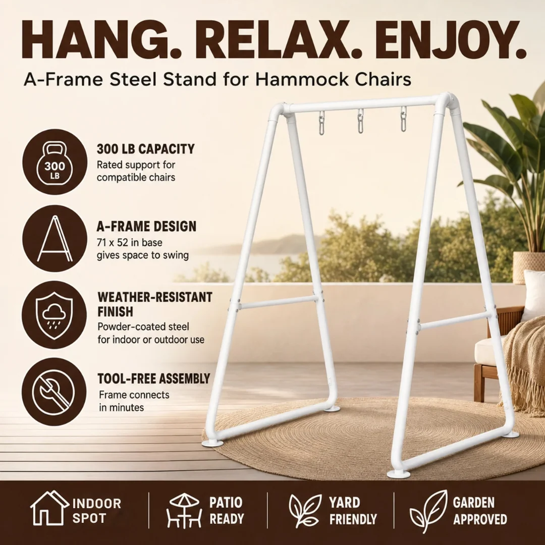 Heavy Duty Steel Hammock Chair Stand 300 lb Capacity A Frame