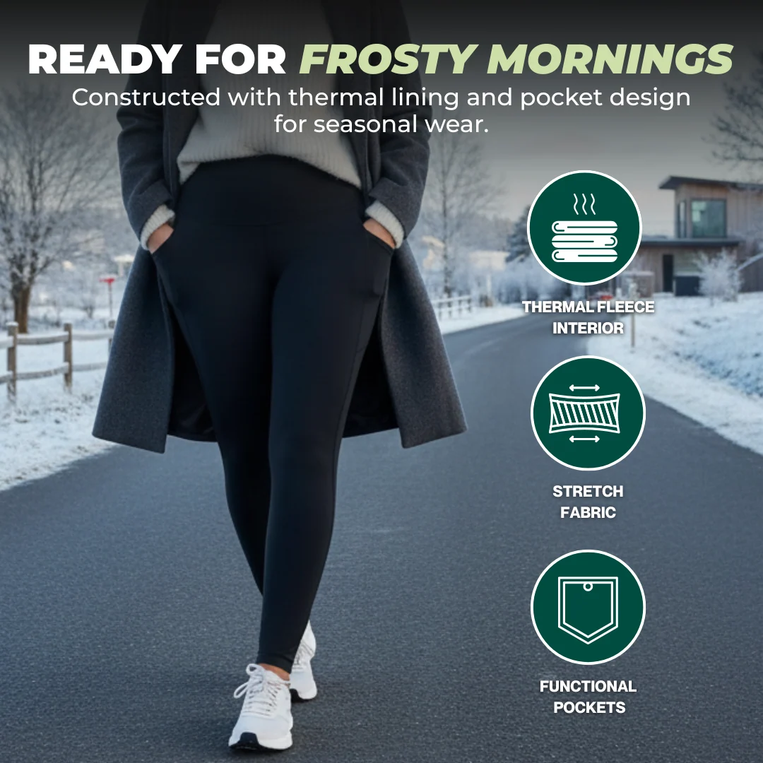 Women’s Fleece Lined Winter Leggings with Pockets and High Waist