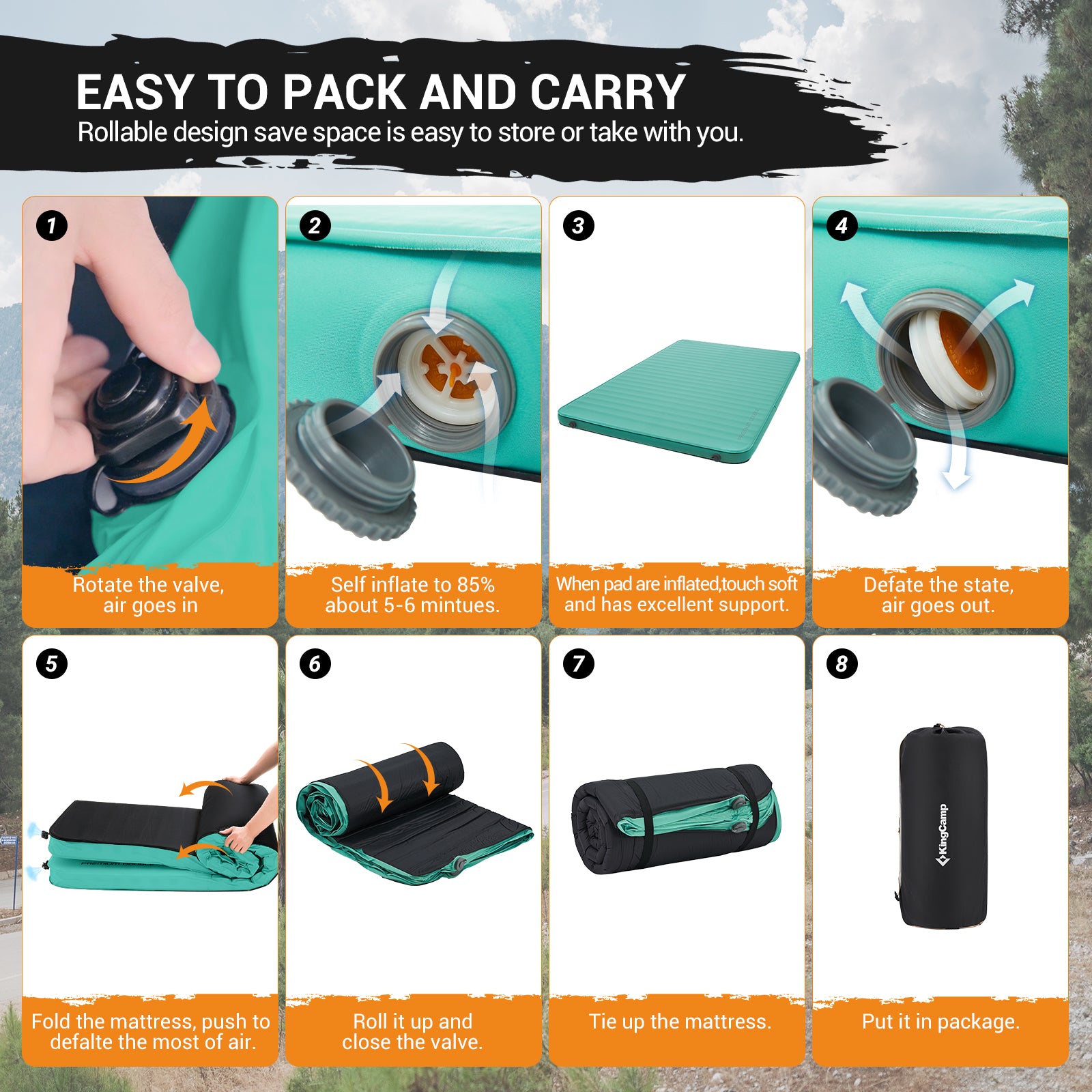 KingCamp PREMIUM Self Inflating Foam Sleeping Pad Double/Single