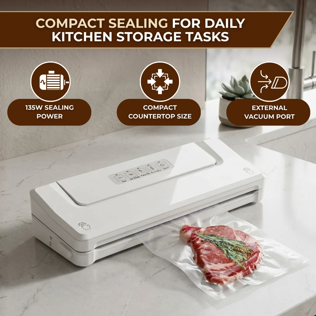 Compact Vacuum Sealer Machine with Multiple Modes and 5 Bags