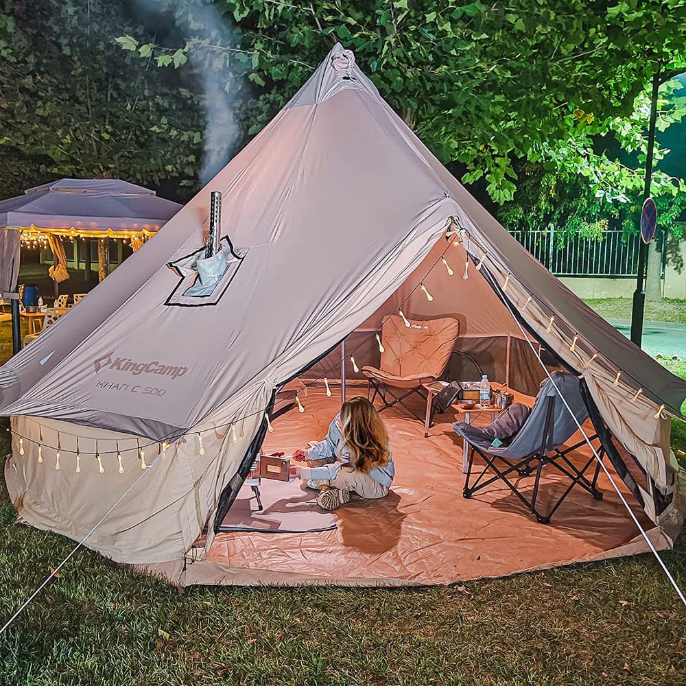 KingCamp Khan 4-Season Canvas Bell Tent with Stove bundle KT2011