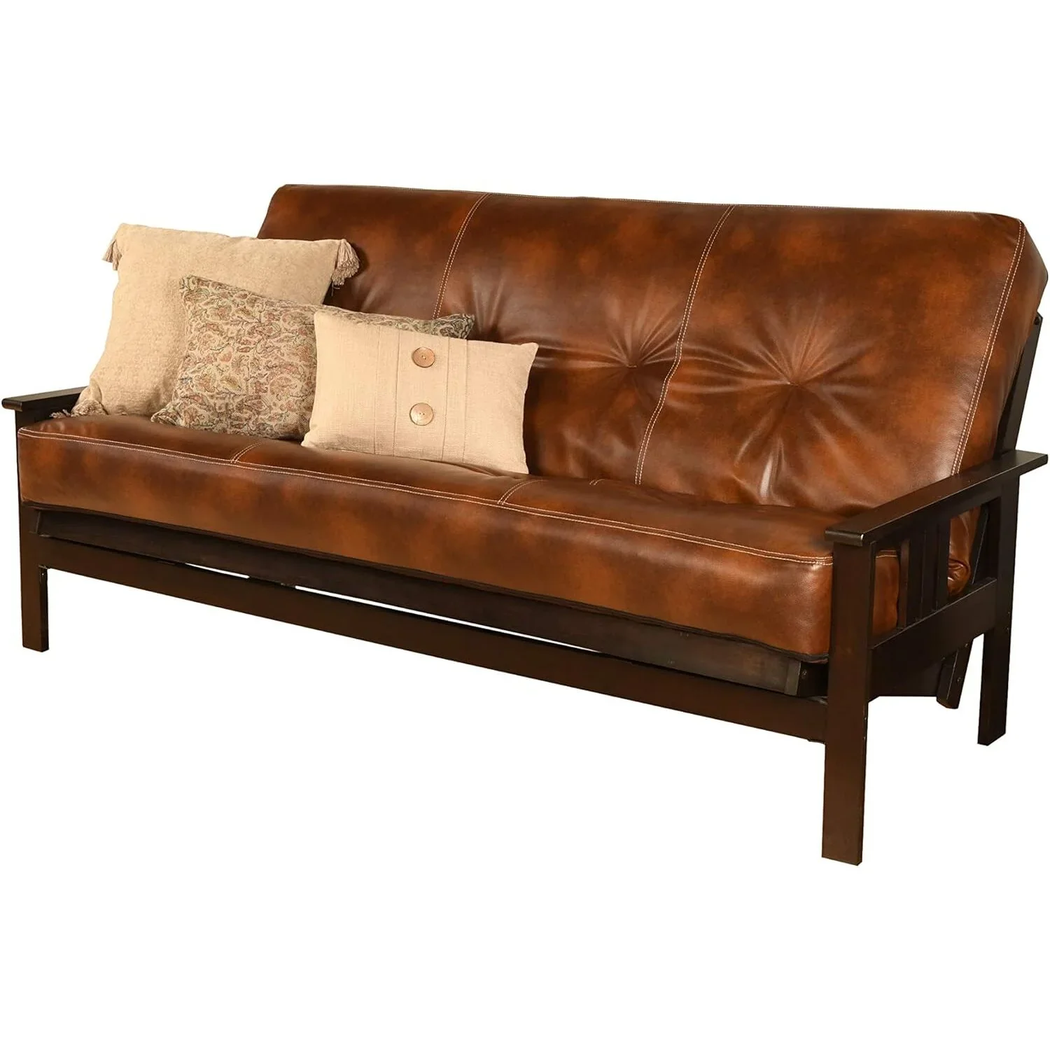 Homestock African Artifacts Full Size Futon Frame Set with Mattress, Easily Converts to Bed, Versatile Design Futon Frame for All Spaces, 33"H x 79"L x 37"D-Color:Linen Charcoal,Size:Barbados - Image 160