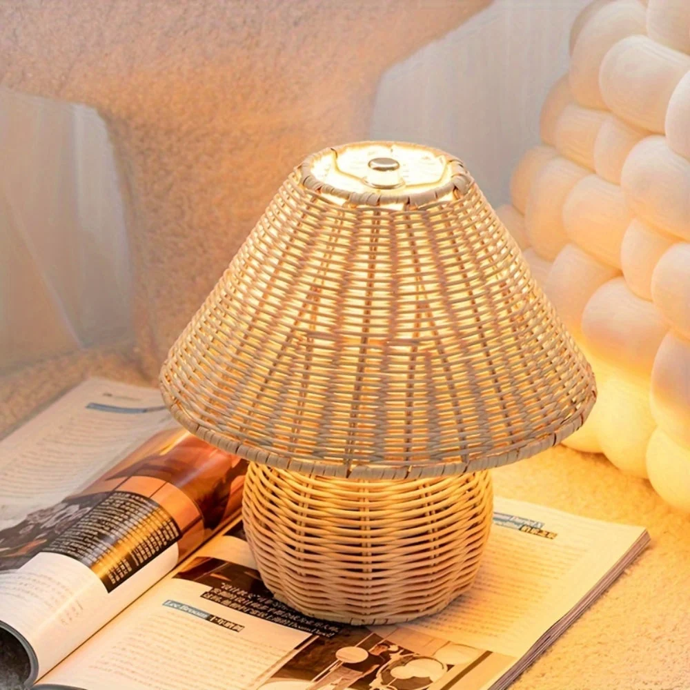 Table Lamp Rattan Shade Bamboo Base - Image 3