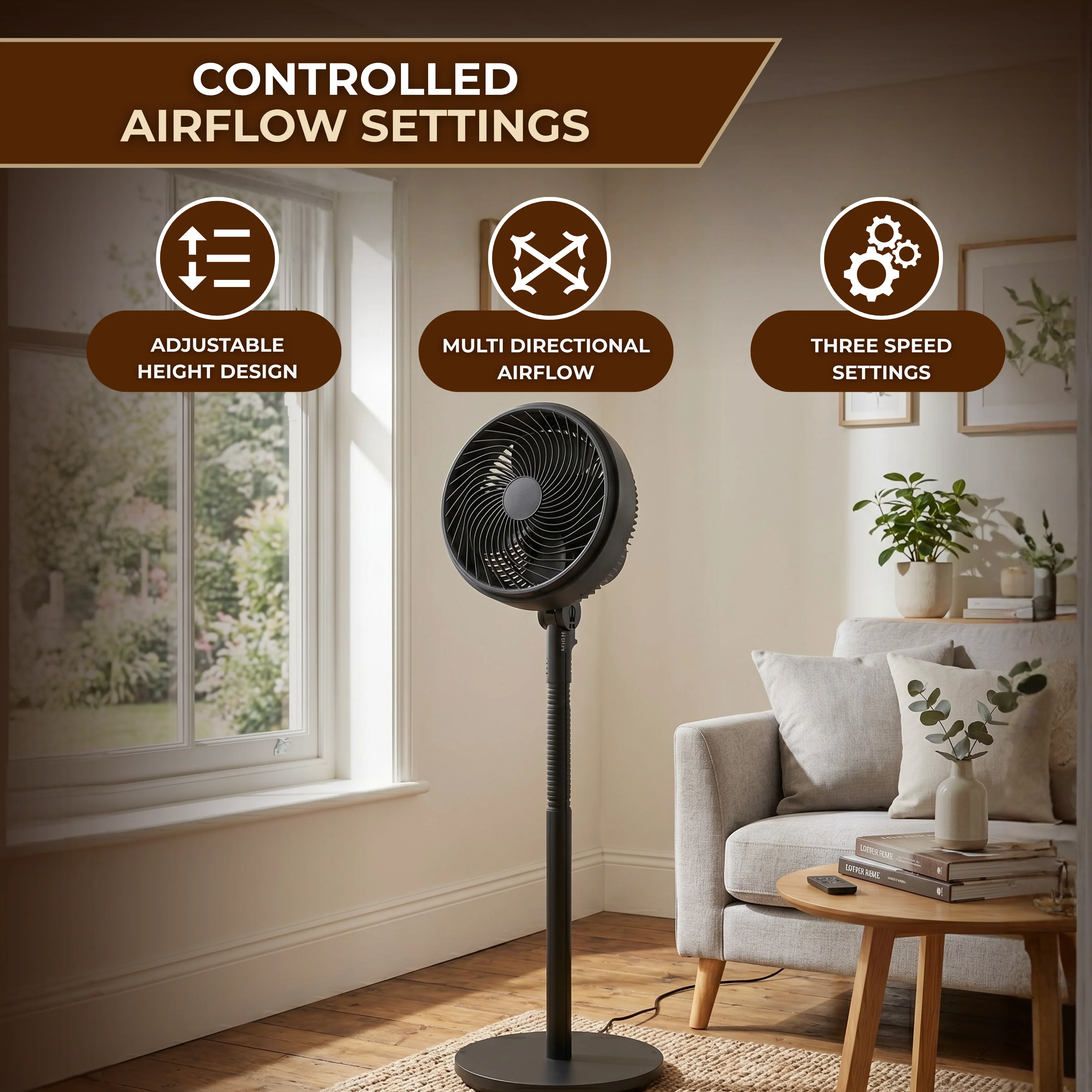 Pedestal Air Circulator Fan with Oscillation and 3 Speed Settings